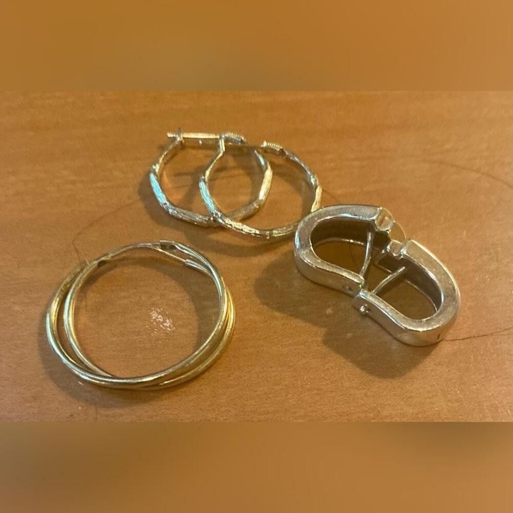 Gold Silver Tone Hoop Earrings Lot 3 Pairs Women’s Mixed Jewelry Small Huggie